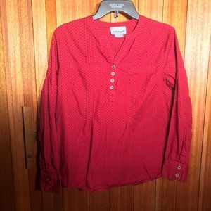 Dark Red with Black Dot Long Sleeve Top
